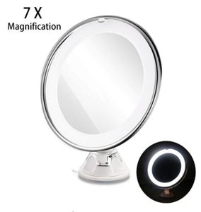 7X Magnifying Makeup Mirror Cosmetic LED Locking Suction Cup Bright Diffused Light 360 Degree Rotating Cosmetic Makeup2778229