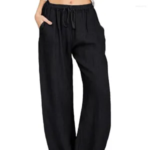 Women's Pants 2024 Fashionable Loose Fit For Women Big Size Cotton Linen Trousers