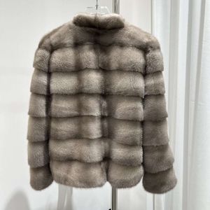 Haining 2023 inverno novo estilo feminino moda luz luxo casaco de pele de vison 600482