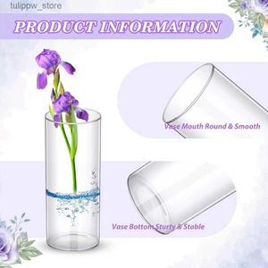 Vases Flower Bottle 36 Pcs Clear Glass Cylinder Vases Bulk 10 Inch Tall Floating Candle Holders Glass Flower Vase Hurrican Decor Room L240311