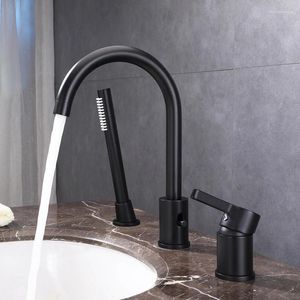 Banyo Lavabo Muslukları Havza Musluğu Siyah Pirinç 3 Delik Küvet Duş Banyosu ve Soğuk Su Karıştırıcı Muslukları