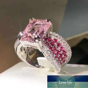 Topp kall stil samma stil med rosa diamantring kvinnlig personlighet som öppnar pekfinger rosa pärlringar