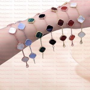 Designer Classic 4 Four Leaf Clover Charm Bracelets Bangle Chain 18K Gold Agate Shell Mother-of-Pearl for Women&Girl Wedding Mothe228t