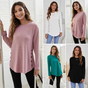 Hemden Mutterschaft Kleidung Langarm Bluse T -Shirts Tees Frühling Herbst neue lässige Frauen Frauen Solid Oneck Bluse Shirts Pullover Top