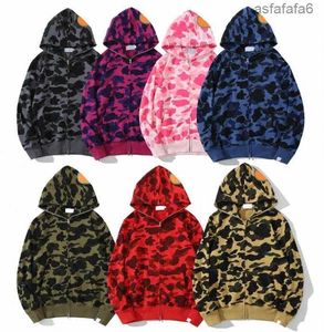 Mens Hoodie Full Zip Up Shark Hoodies for Woman Designer Camouflage Bape Jacket Hoody Hooded Sweatshirt Man Womens Warm Long Sleeve Tech Fleece HBMH