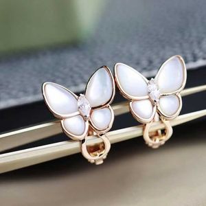 VanCF Necklace Luxury Diamond Agate 18k Gold Butterfly Ear Earrings V Gold Thick Plated Rose Gold Rose Gold for Women