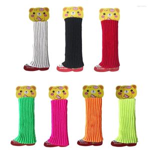 Women Socks Candy Color Sweet Kids Girl Leg Warmers Korean Knitted Foot Cover Solid Autumn Winter Stylish Cosplay Elastic Tube 28cm