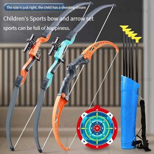 Nyhetsspel 52 cm Bow and Arrow Toy Set for Children Archery Practice Recurve Outdoor Sorts Shooting Toy With Target Boys Kids Gifts T240309