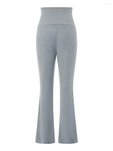 Calças femininas mulheres cintura alta skinny flared estiramento emagrecimento bell bottom cor sólida yoga activewear