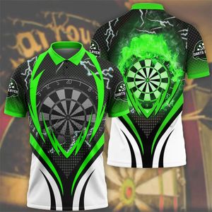 Polo skjorta för män roliga 3d dart tryck mode lapel kort ärm toppar sommartrend vintage kläder överdimensionerade t-shirts 240301