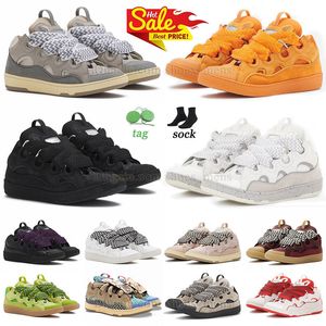 Newes Lavines Casual Designer-Schuhe Luxus-Turnschuhe aus schwarzem braunem Leder Paris Männer Frauen Leoparden-Schnürschuhe Außergewöhnliche Trainer Gummi-Nappa-Orange-Nebelgrau-Trainer