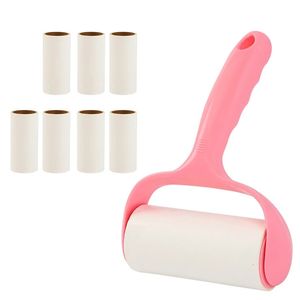 Luddrulle med 8 rullar påfyllningar Sticky Paper Pet Hair Remover Kit Dåligt självhäftande glutinous damm Luddborste för klädmöbli 240307