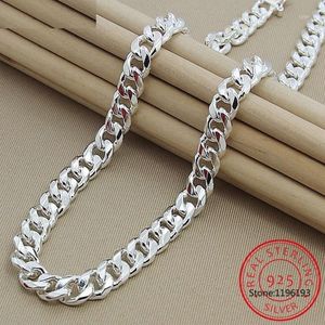 Łańcuchy 925 srebrne 10 mm 20 22 24 -calowy łańcuch kubański Naszyjnik colar de prata dla kobiet mężczyzn dobrze biżuteria Prezenty urodzinowe 292g