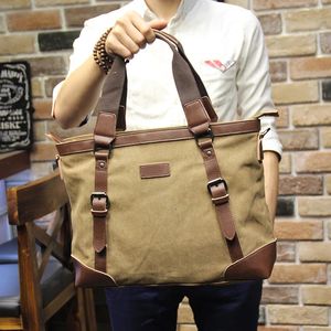 Design Khaki Lässige Vintage-Multifunktionsweiche Herren-Canvas-Reisehandtasche Umhängetasche Umhängetasche für Herren 240305