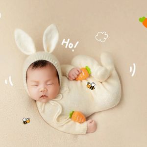 Baby Rabbit Costume Girl Bunny Outfit Easter Boy Accessories born 0 Months Pography Props Crochet Clothing Birth Shooting 240308