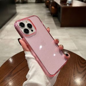 Luxus Glitzer Bling Bumper Transparent Hülle für iPhone 15 14 13 11 12 Pro Max Mini X XS Max XR Soft Pink Backed Cover Funda Cases 100 Stück