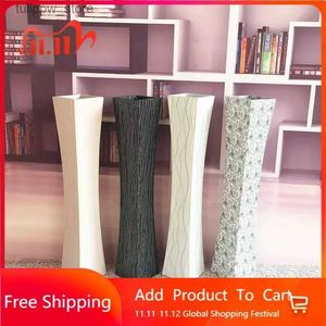 Vases High Wood Vase Plant Modern Long Pot Minimalist Decor Floor Vase Dry Flower Living Room Decoration Wazony Home Decoration BI50VS L240309