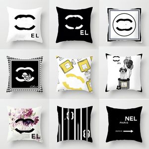 European and American Famous Brand Logo Affordable Luxury Style Square Fashion Living Room Sofa Short Plush Pillows Cover