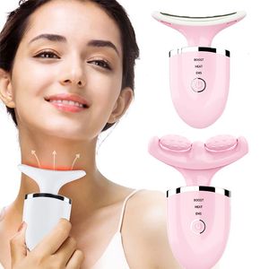 EMS Neck Face Beauty Massage Electric Micro Current Colors Light Face Roller Massage USB Charging Vibration Anti Wrinkle Fine Lines Lift Firm Skin