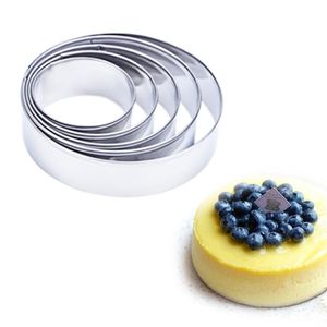 5 pçs / conjunto de metal círculo redondo forma cortador de biscoitos de casamento cozinha fondant ferramentas de decoração de bolo mousse molde de bolo stencils309b