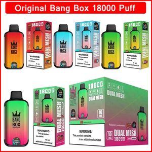 Оригинальный Bang Box 18K 18000 затяжек Испарители Одноразовые ручки для электронных сигарет 12 вкусов Электронные сигареты Bang vapes Сетчатая катушка Электронные сигареты со смарт-экраном 0/2/3/5%