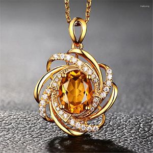 Ожерелья с подвесками 2024, милое женское ожерелье, золотой ювелир, 2 карата, цитрин, креативная вращающаяся ветряная мельница, инкрустация 18 К, цветной драгоценный камень