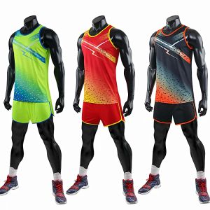 Set da uomo donna camisetas gilet+pantaloncini con competizione set track and field abbigliamento sportivo sprint tuge tshirts marathon vestiti