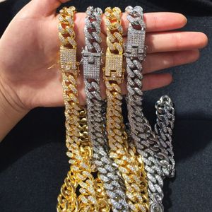 Hiphop bling mens kedjor smycken guld silver miami kubanska länkkedjor halsband för manlig hiphop diamant is ut chian halsband2258