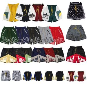 Rhude Mens Shorts Designer Shorter Men wish Short Short Cashew Flowernit Drawstring Capris Men Couples Joggers Sportswear Roos Ruカジュアルビーチスウェットパンツ