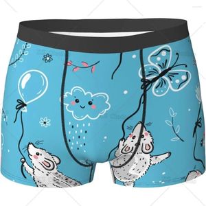 Cuecas animal mouse borboleta azul masculino engraçado roupa interior boxer briefs leve elasticidade masculino shorts novidade elegante presente para homem