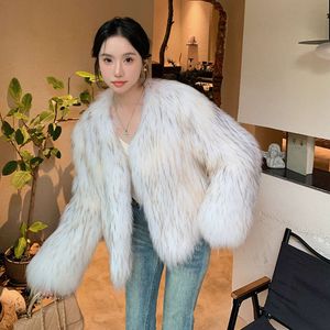 2023 Winter Haining Net Red Raccoon Dog Hair Double Sided Knitted For Women's Fashion And Age Reducing Fur Coat New Short Style 109590