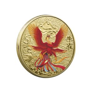 Kinesiska lyckliga guldmynt Ancient Mythical Creatures Collection Dragon Tiger Challenge Coin Badge Commemorative Souvenir för hemmet