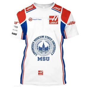 2024 남자 티셔츠 f1 haas 티셔츠 포뮬러 원 팀 경주 용 자동차 3D 프린트 스트리트웨어 남성 여성 스포츠 패션 O- 넥 티셔츠 키즈 티 탑 저지