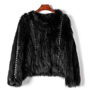 Liten mängd kläder 2024 Spring New Women's Woven Fox Round Neck Western-stil Casual Loose Fur Jacket 979414