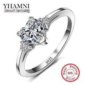 Promozione intero vero argento 925 cuore anello nuziale gioielleria raffinata intarsio cuore CZ Diamant anelli di fidanzamento per le donne RX008295t