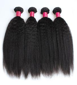 Brazilian Kinky Straight Human Hair Weave Bundles 10A Unprocessed Peruvian Malaysian Indian Italian Coarse Afro Yaki Straight Hair9078617