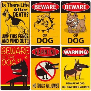 Metal boyama vintage uyarı Köpek teneke işaretine dikkat metal bulldog dikkatli tehlike ipucu teneke tabela evcil hayvan evi bahçe köpek evi plak dekor t240309