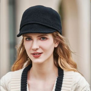 wool knight hat short brimmed duck snake equestrian fashionable and versatile black female autumn winter Cap 240229