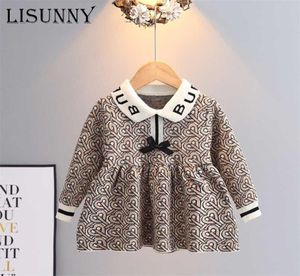 Sonbahar Kış Kız Sweater Dress Prenses Çocuklar Bebek Kazak Çocuk Kumaş Külot Tatlı Örgü Dressrs Yay Jumper 15y 2111173571062