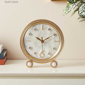 Desk Table Clocks Table Clock Ornaments Living Room Family Bedside Table Desk Decorations Aesthetic Creative Retro European Style Silent Clocks T240309