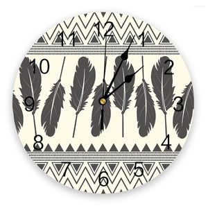 Wall Clocks Vintage Feathers Clock For Home Decoration Living Room Quartz Needle Hanging Watch Modern Kitchen