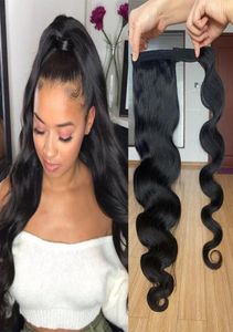 Wrap Around Ponytail Human Hair Brazilian Body Wave Pony Tail Remy Hair Clip In Extensions For Women9568531