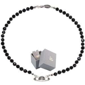 Saturn Black Crystal Single Layer Full Diamond Necklace Punk Dark Style Collarbone Chain Can Be Worn by Men and Women with box244t