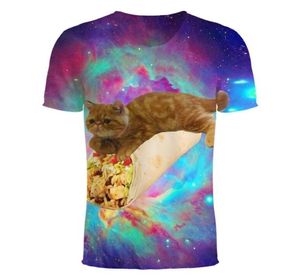 Футболка с изображением солнечного котенка Cat Рвота Водопадом на Землю Яркая 3d футболка с котом Galaxy Nebula Space Футболка Топы для женщин и мужчин234005904