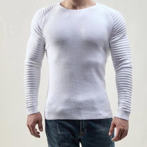 Herrtröjor vinter casual stickkläder fast färg tröja fitness skjortor besättning hals lång ärmstorlekar m 3xl olika färger