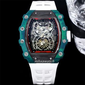 2024 RM21-01 Men's watch with fully automatic imported mechanical movement size 40x50x16mm carbon fiber made of natural rubber bezel with sapphire mirror