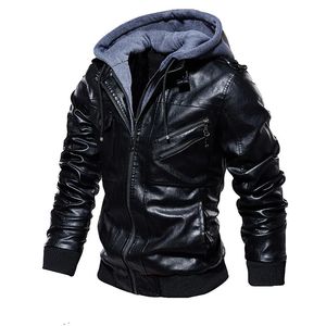 Men Brand Military Hooded Zipper Motorcycle Leather Jacket PU Leather Jackets Autumn Coat Plus Size S-5XL Drop 240227