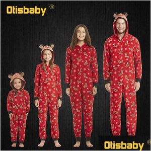 Familjsmatchande kläder Jul Jumpsuit Pyjamas med rådjur Moderbarn Matchande Family Outfits nyår Mamma dotter Fader Baby Son Dh045