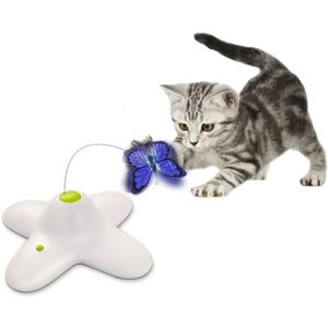 Automatisk kattleksak 360 -graders roterande rörelse aktiverad fjäril Roliga leksaker Pet Cats Interactive Flutter Bug Puppy Flashing Toy 240226