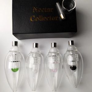 4 färger av tips Vatten glasrör rökning Delux -satser med Quarzt Nail Wax Container Silicon Nector Collector Mini NC Kits Bird Dab Straw ZZ